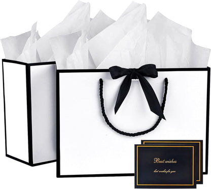 Geschenktüten mit Schleifenbändern, 2 Stück