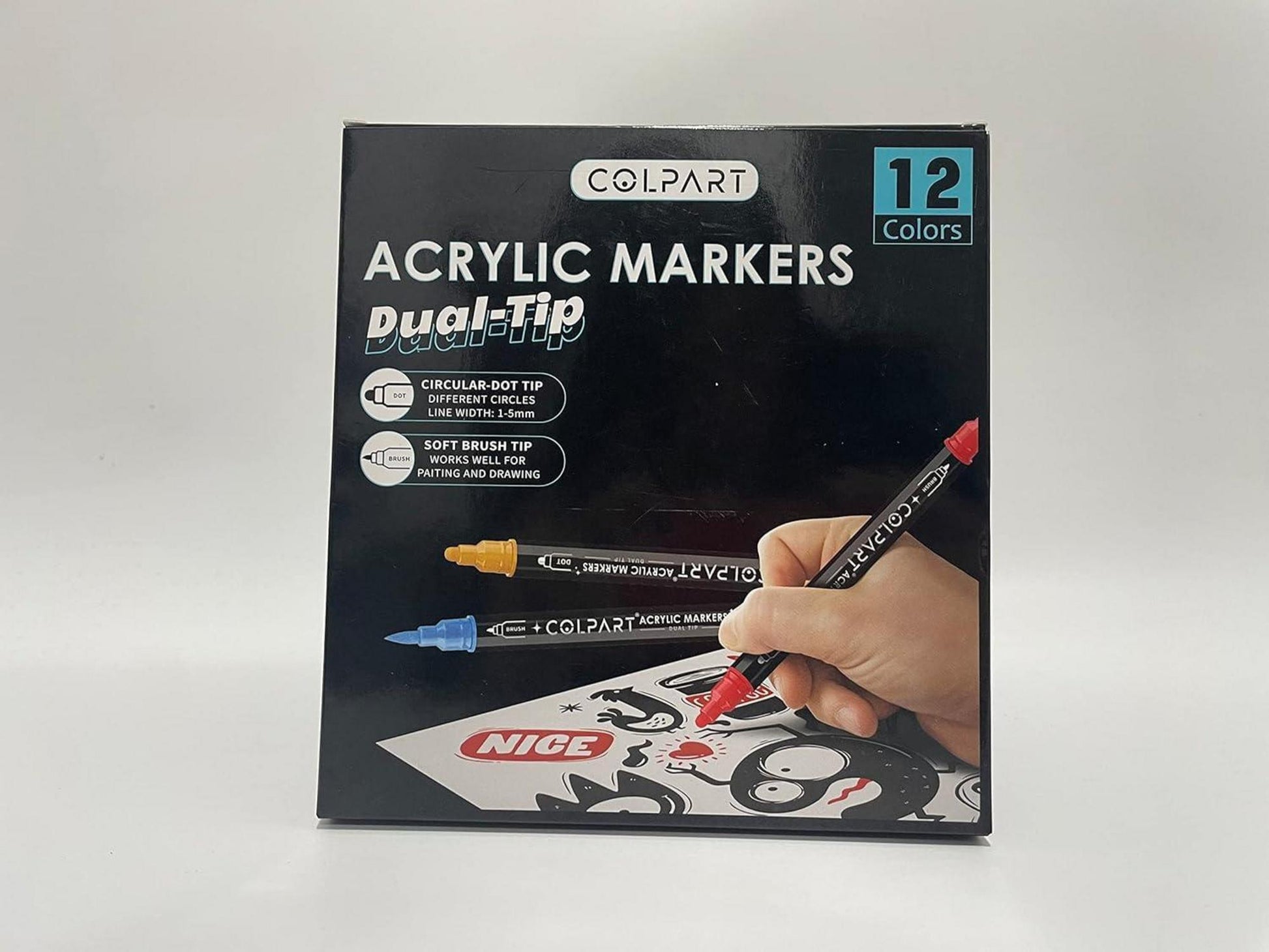 Acrylstifte Wasserfest 12er Set für Steine Bemalen auf Holz,Metall,Keramik