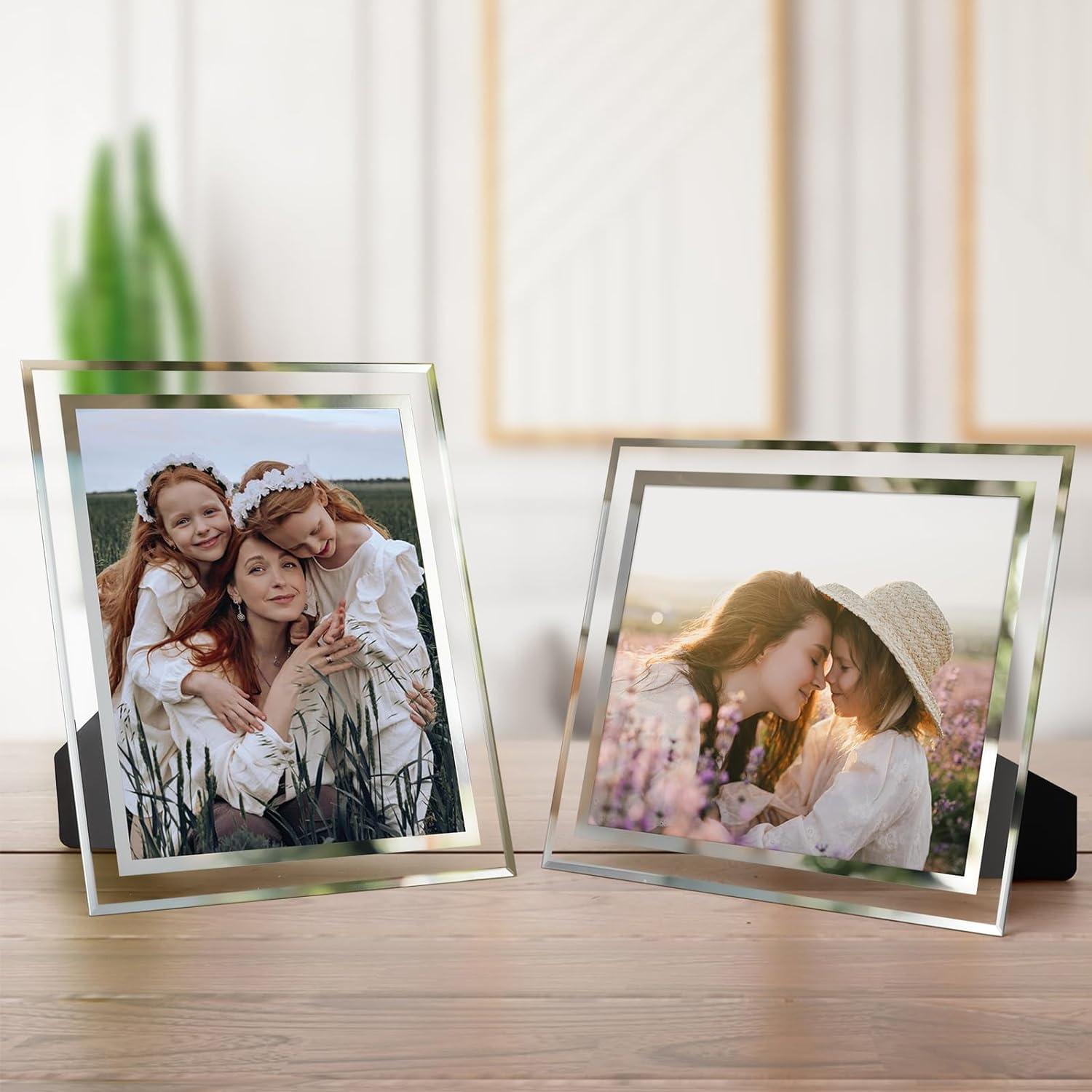 4er Set Glas Bilderrahmen 20x25 cm Silber Fotorahmen für Fotos und