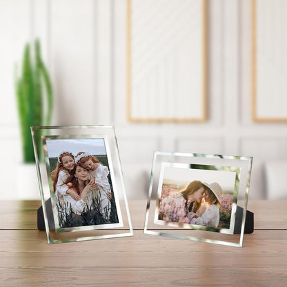 Bilderrahmen Set Glas Silber 10x15 cm für Fotos - Ideal für