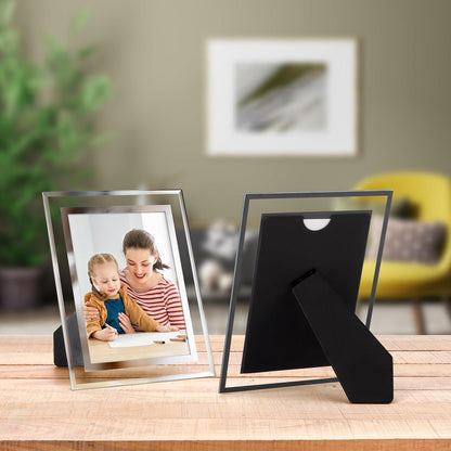 Set 4 Silber Glas Bilderrahmen 10x15cm für Fotos Baby Familie Hochzeit