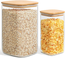 Vorratsdosen Set 1500ml/4600ml Glas Holzdeckel Luftdicht