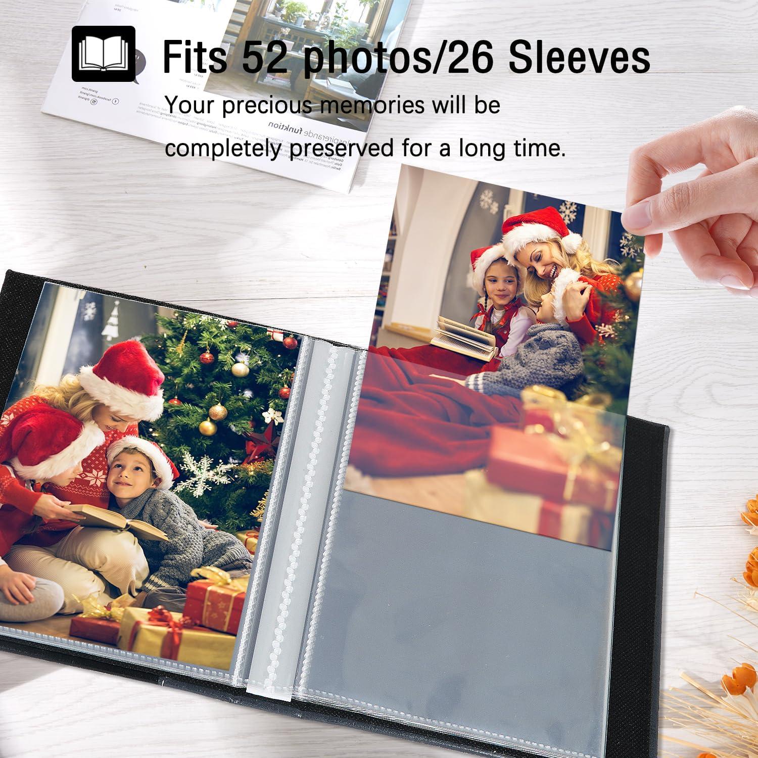 Kleines Fotoalbum 15x10 cm 2er Pack Schwarz Ledereinband 50 Fotos Querformat
