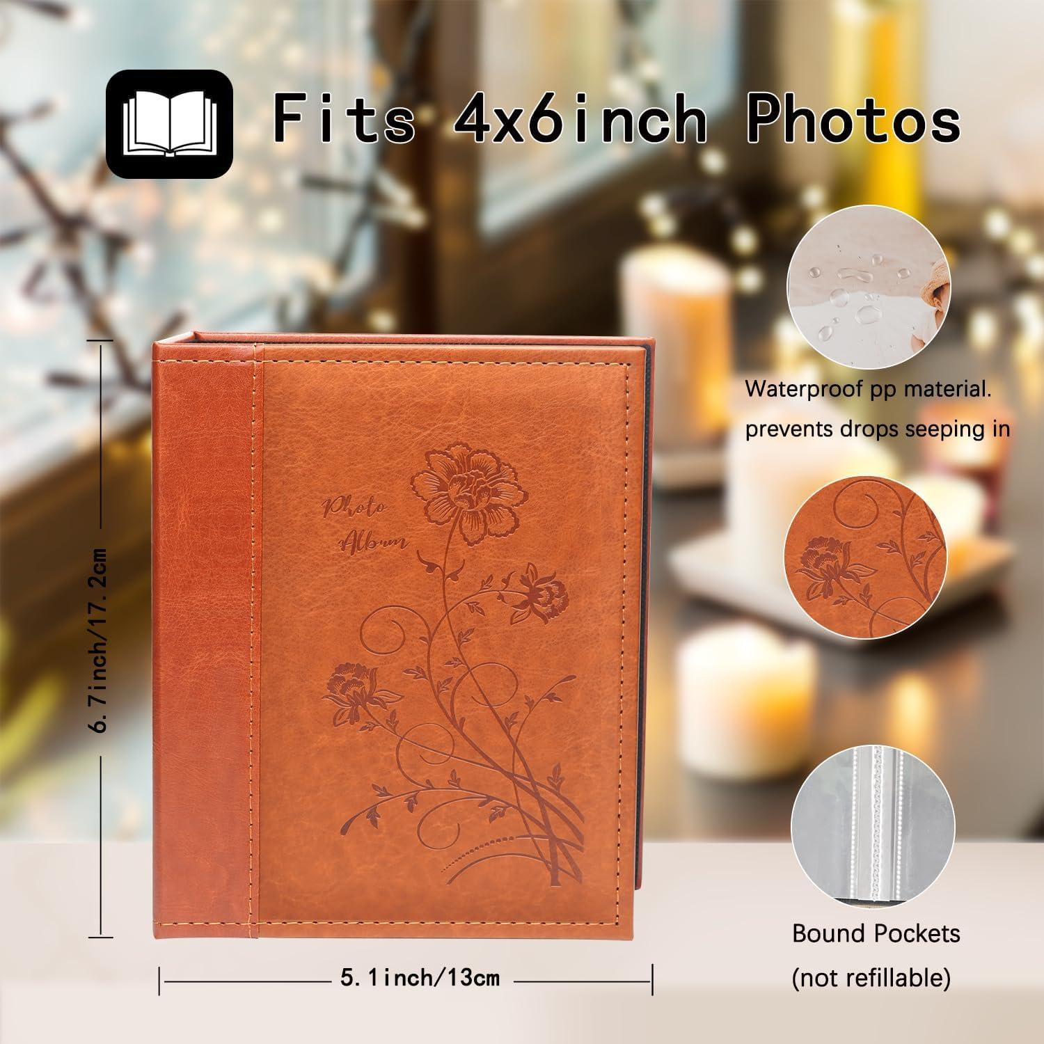 Miaikoe 2er Pack Kleine Fotoalben 15x10 cm, braun