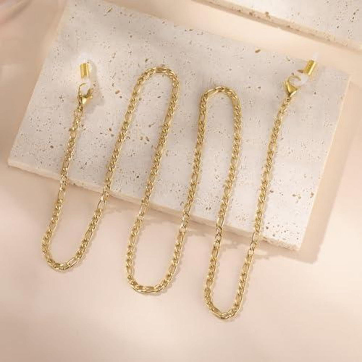 Figaro Brillenkette Edelstahl – Goldfarbene Perlenkette für Herren & Damen