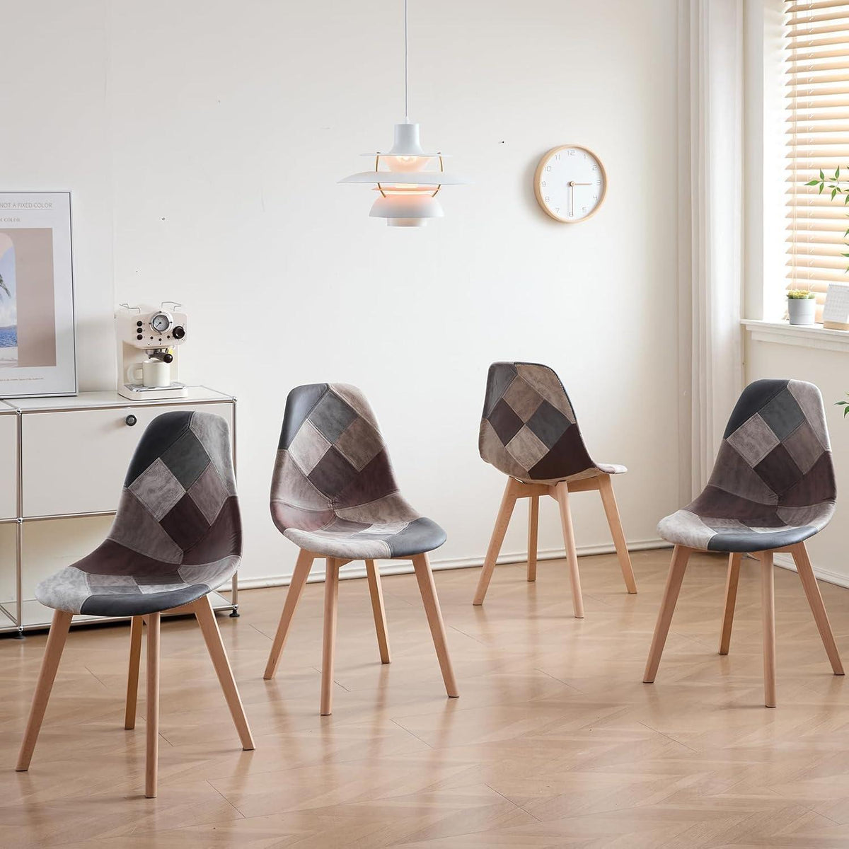 Patchwork Esszimmerstuhl Set (8 Stühle) – Braun