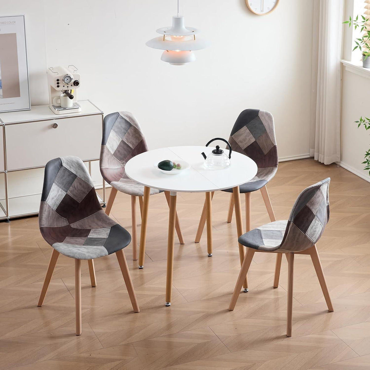 Patchwork Esszimmerstuhl Set (8 Stühle) – Braun