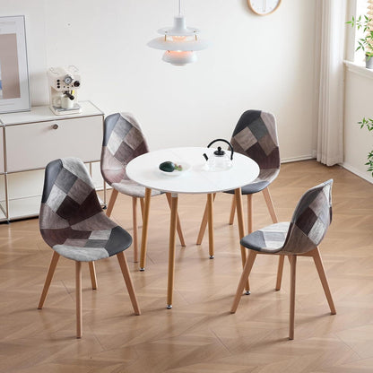 Patchwork Esszimmerstuhl Set (8 Stühle) – Braun