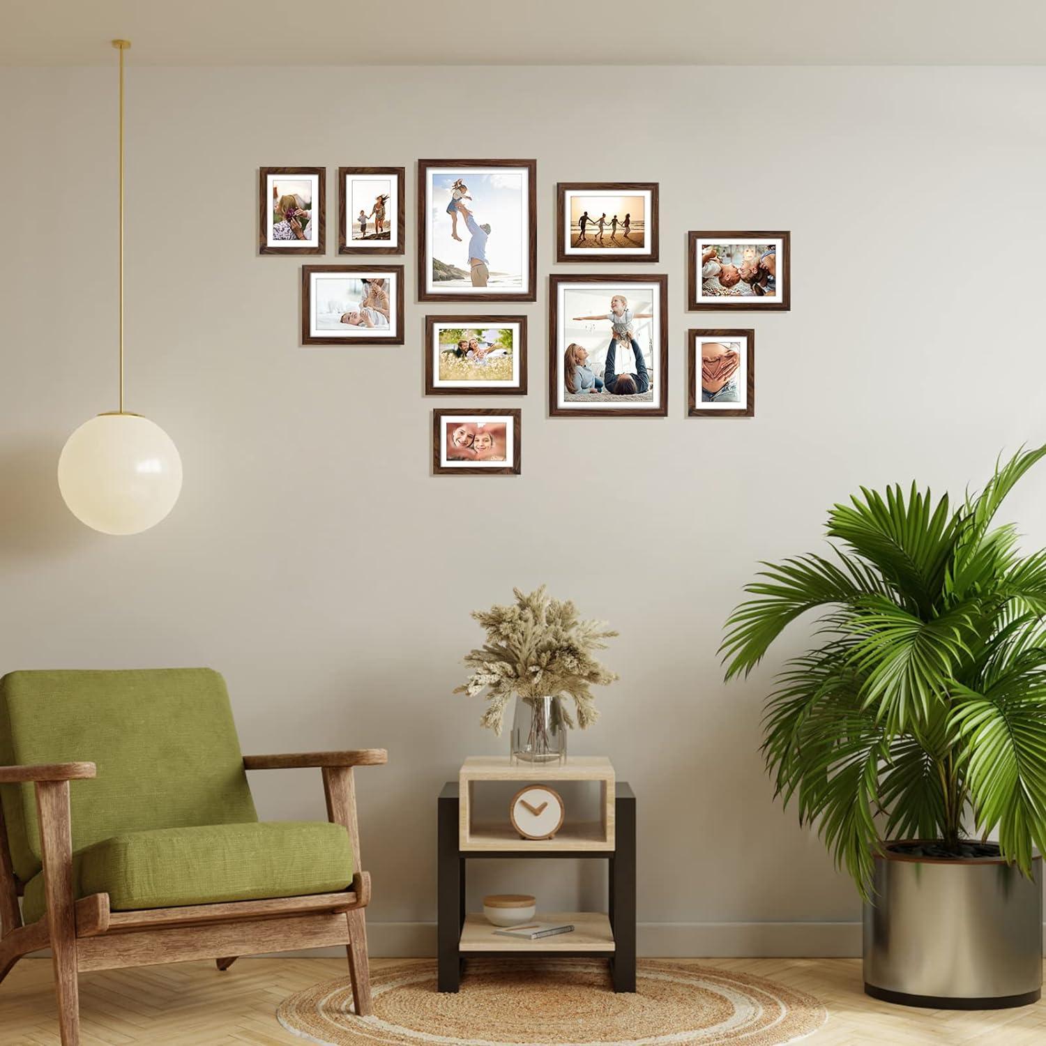 Giftgarden Braun Bilderrahmen Set 10er Collage 10x15 13x18 20x25 Passepartout