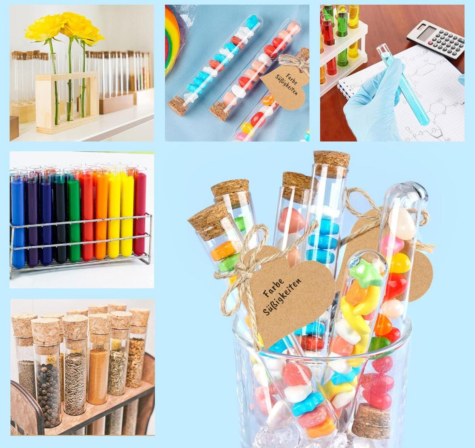 40er Set transparente Kunststoff Reagenzgläser mit Korken, 20ml, DIY