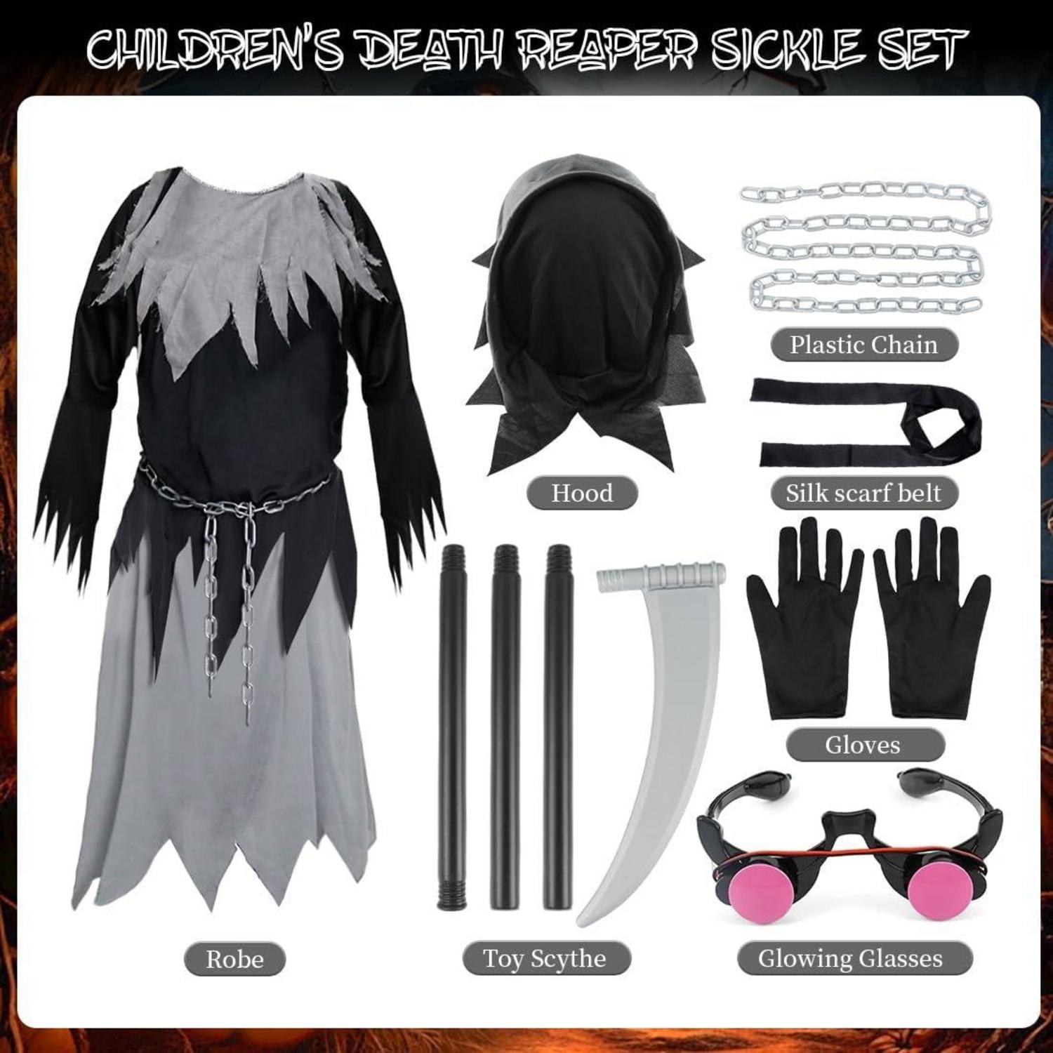 Sensenmann Kostüm Kinder Jungen Halloween Cosplay 9-11 Jahre