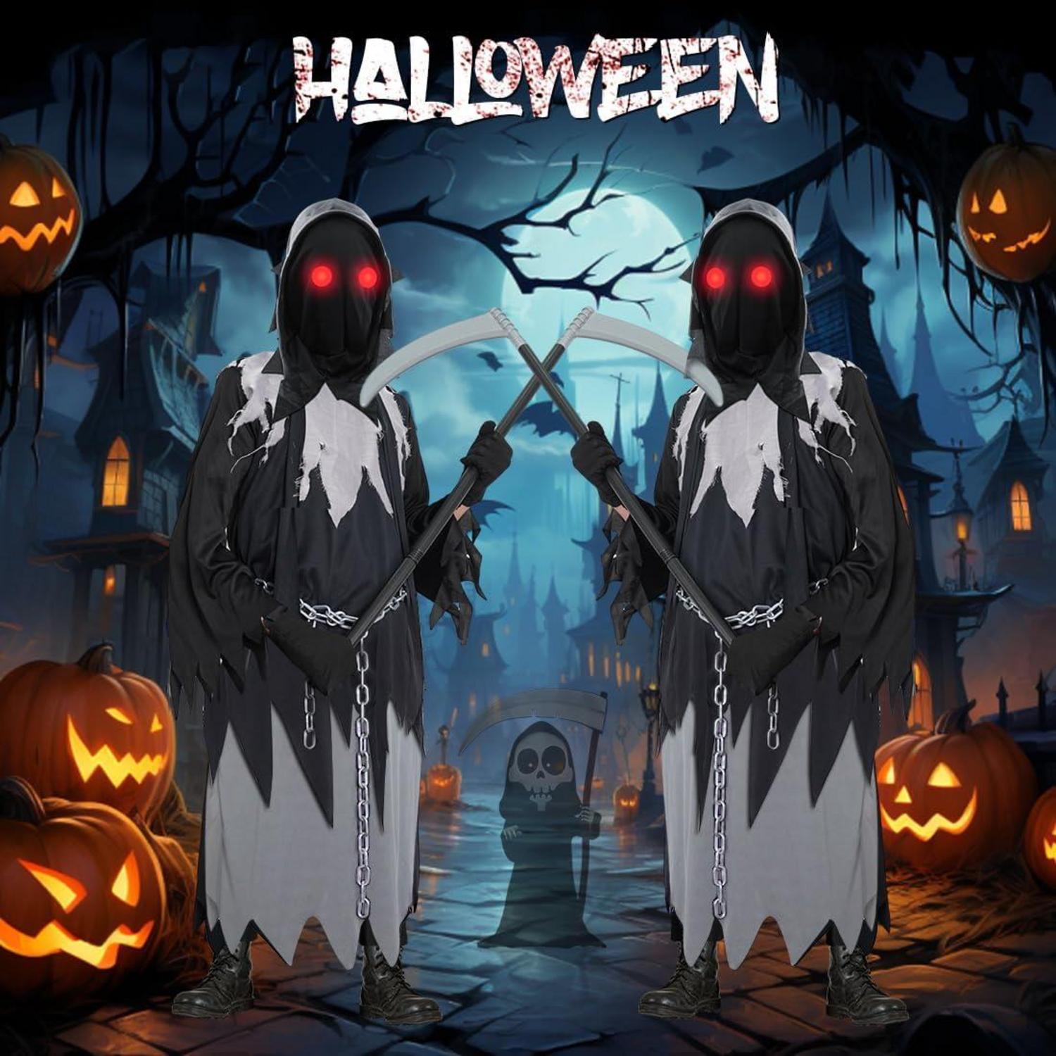 Kinder Sensenmann Halloween Kostüm Set Sense 9-11 Jahre