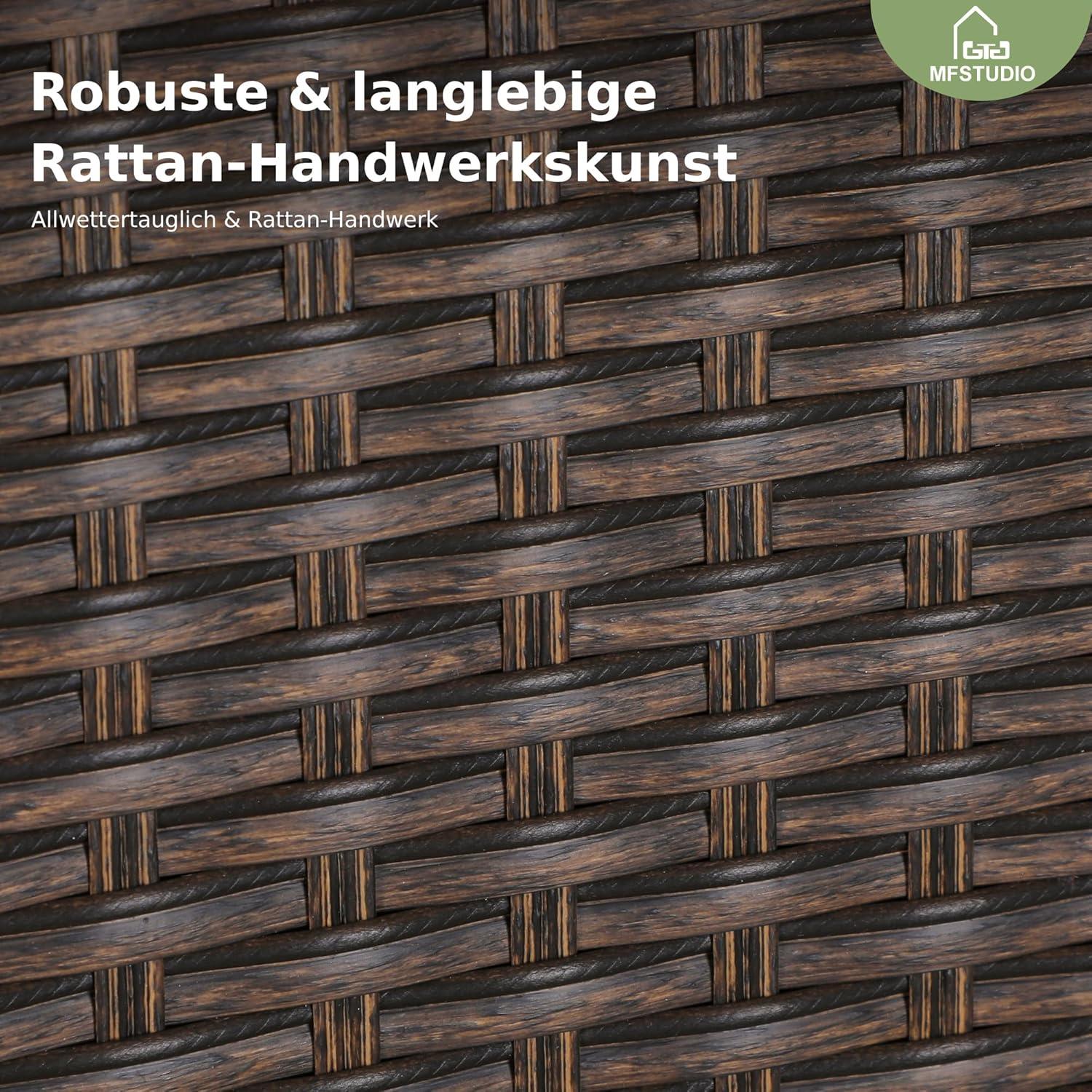 Rattan Gartenmöbel Set mit Metalltisch und