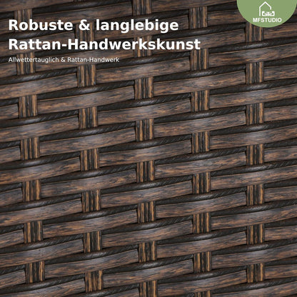 Rattan Gartenmöbel Set mit Metalltisch und