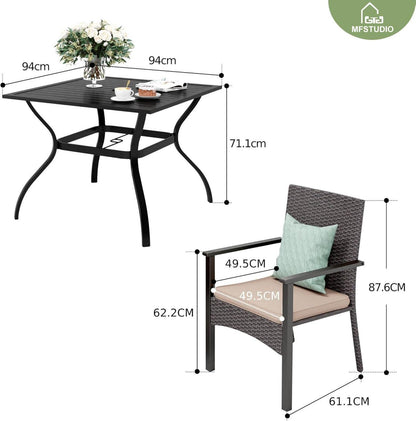 Rattan Gartenmöbel Set 5-teilig Wetterfest, Terassenmöbel Polyrattan