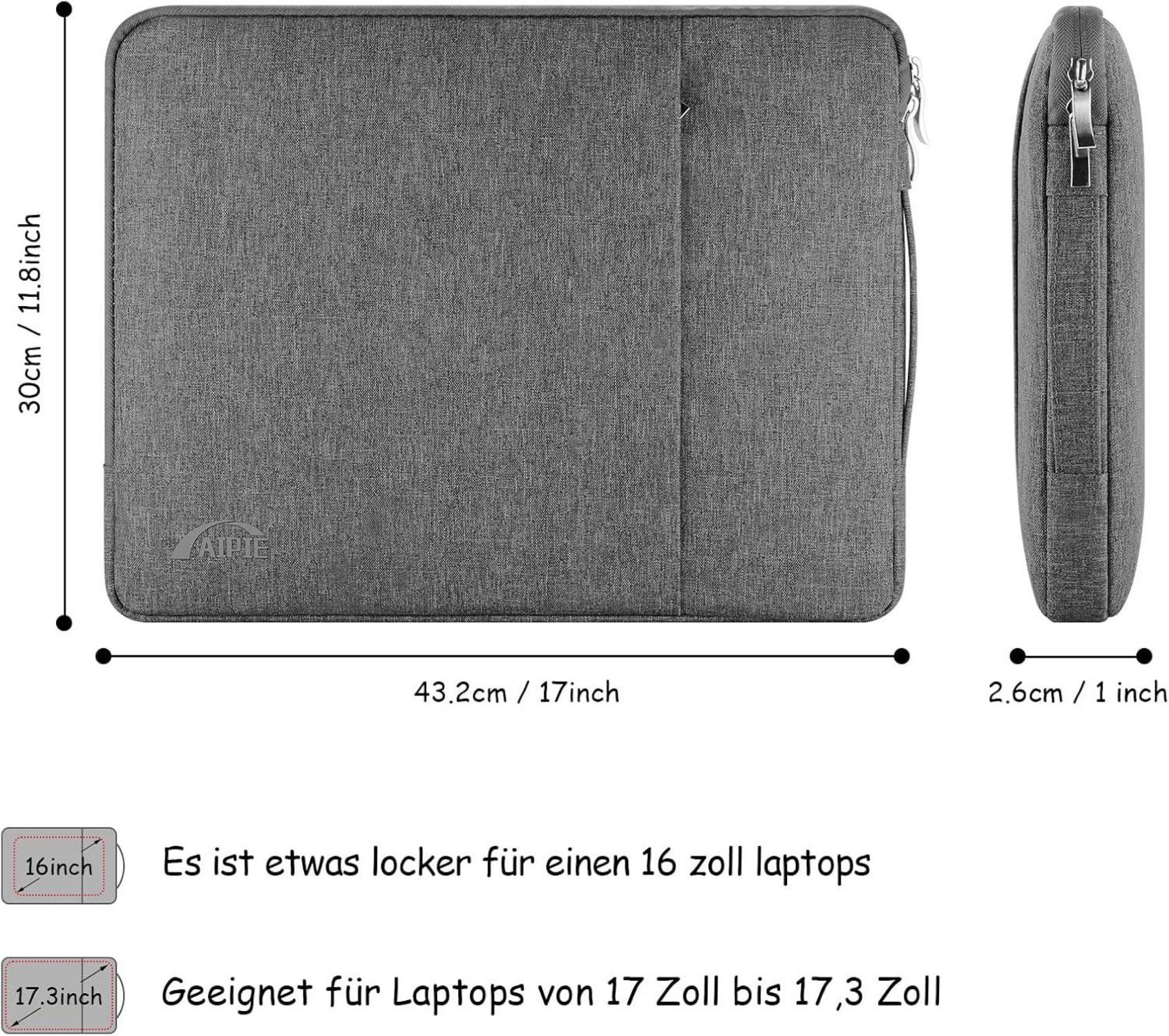 Laptoptasche 17,3 Zoll Schutzhülle mit Griff 2 Fach