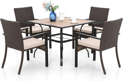 MFSTUDIO Rattan Gartenmöbel Set 5-teilig für Terrasse