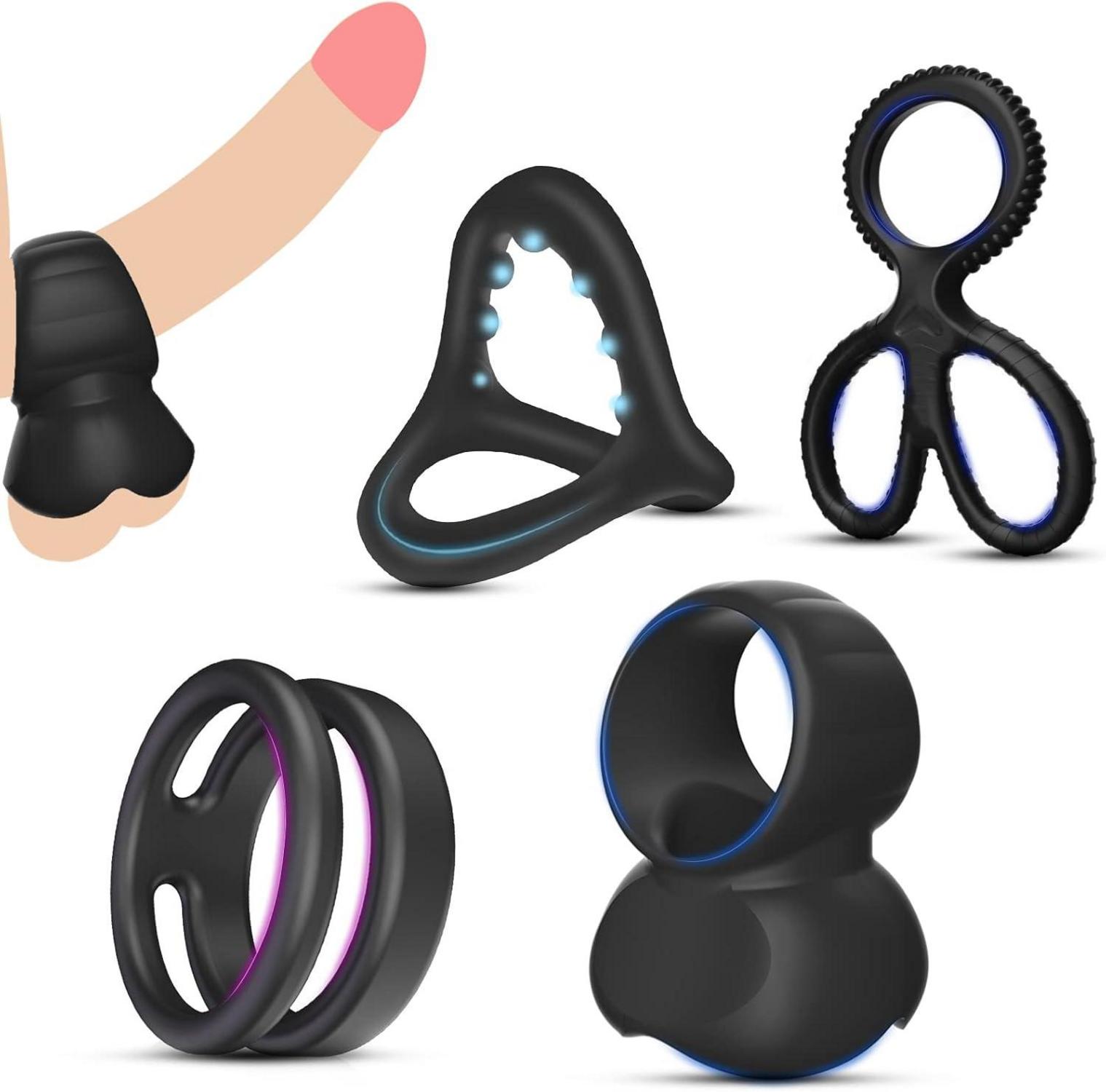 Penisring Set Silikon Cockring Hodenringe Penis Sleeve 4er Extrem