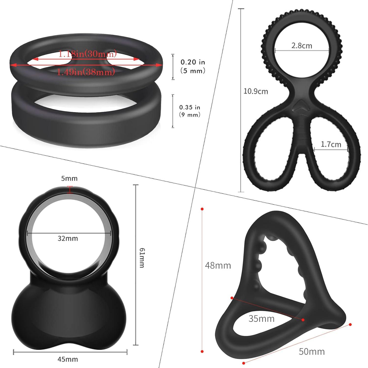 Hochwertiger Silikon Penisring 4er Set für langanhaltende Erektion