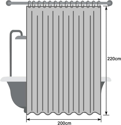 Weißer Duschvorhang 200x220 Lang Anti-Schimmel Waschbar Stoff mit Metallösen