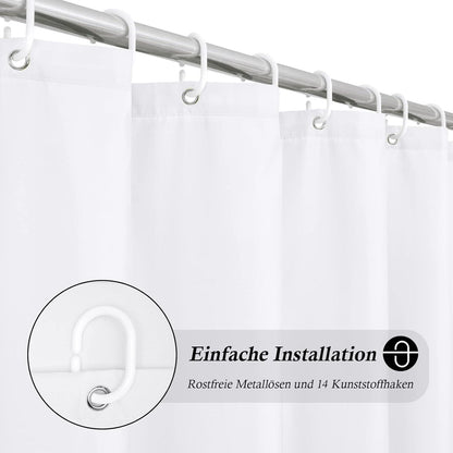Weißer Breit Duschvorhang 200x210 Wasserdicht Antischimmel