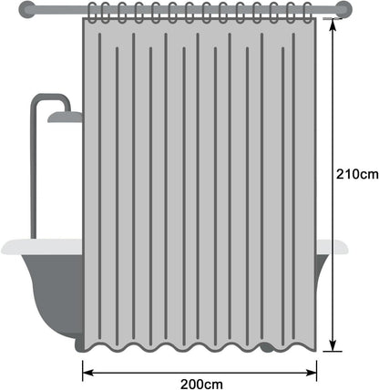 Weißer Duschvorhang 200x210 Textil Antischimmel Wasserdicht Waschbar