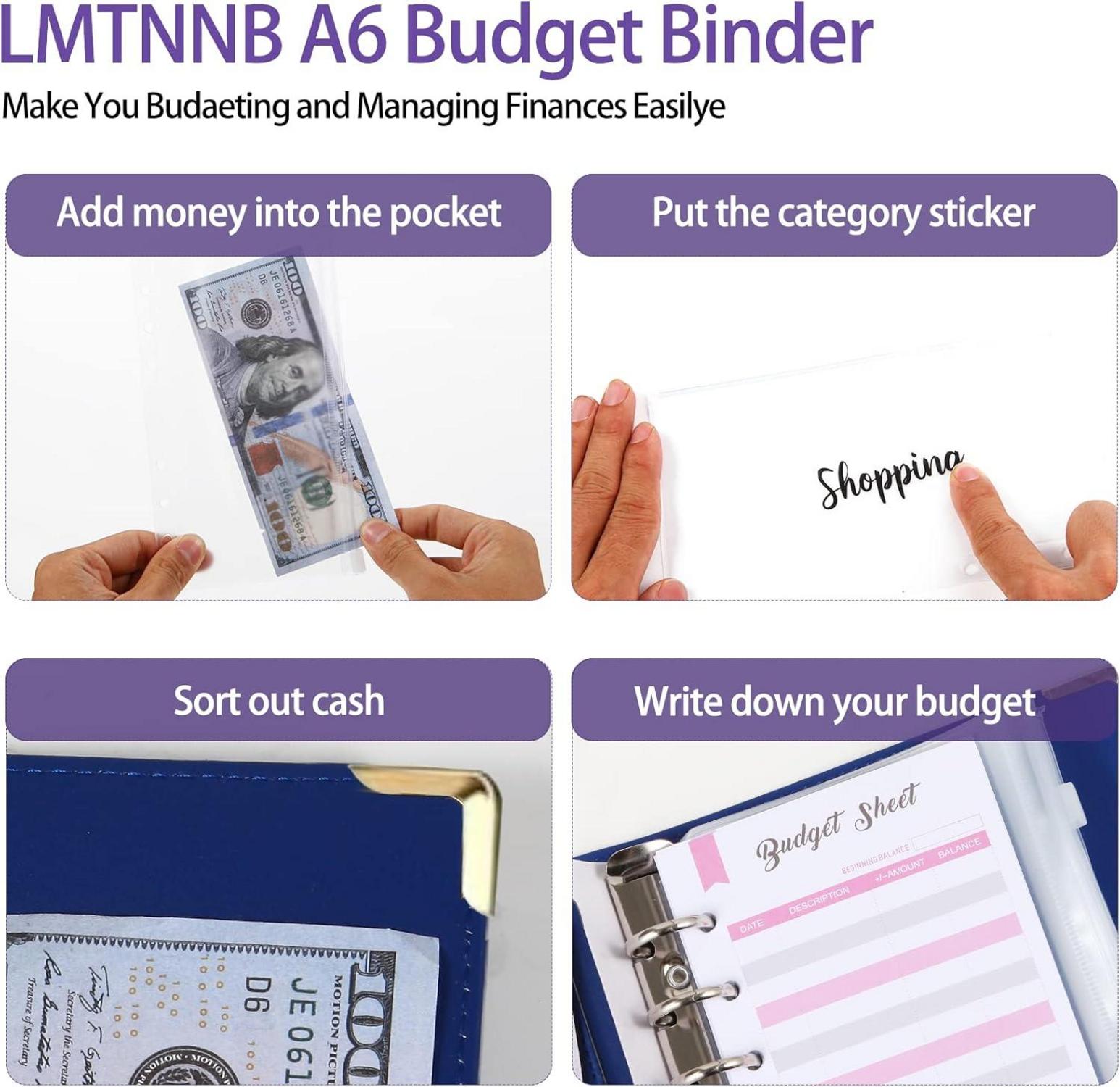 Budget Binder A6 Marmor PU Leder Geld Organizer Cash Umschläge Blätter Label