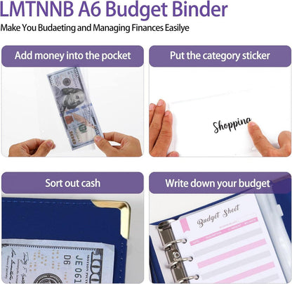 Budget Binder A6 Marmor PU Leder Geld Organizer Cash Umschläge Blätter Label