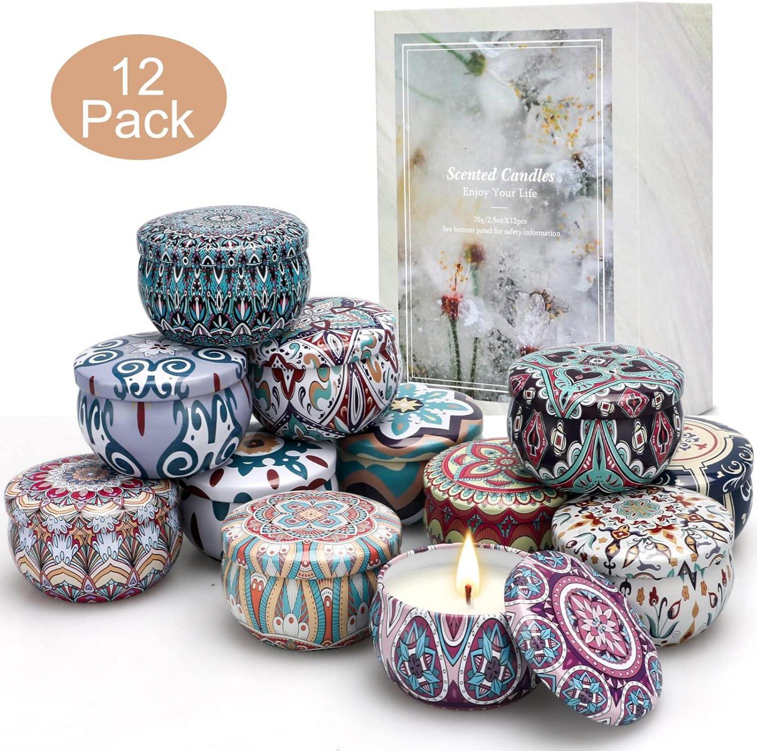 Duftkerzen Set 12 Stück Sojawachs Aromatherapie Geschenkbox