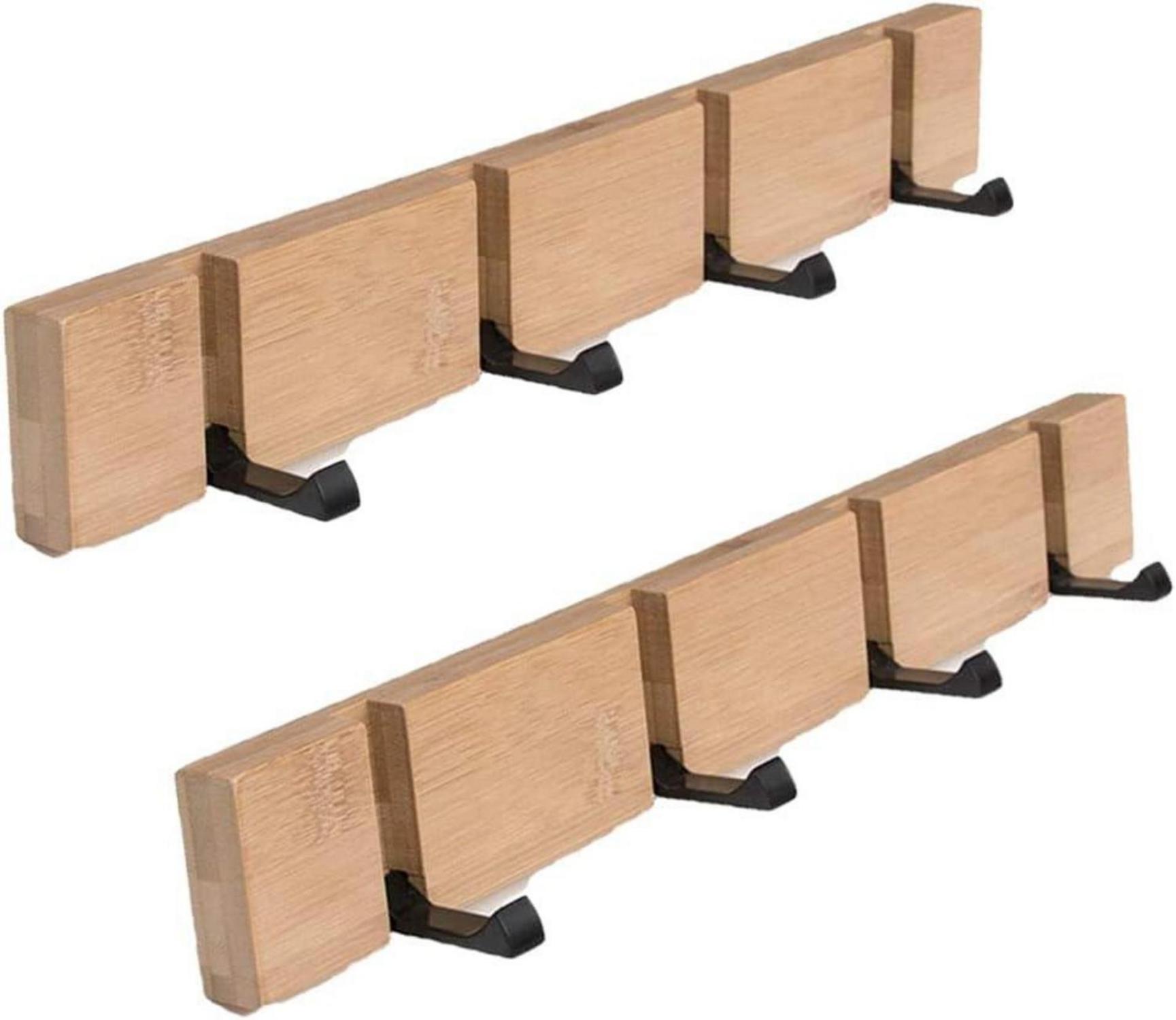 Hakenleiste Holz Wand Klappbar Garderobenhaken 5 Haken Natur