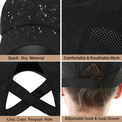 Damen Baseball Cap mit Pferdeschwanz – Schnelltrocknend & Einstellbar