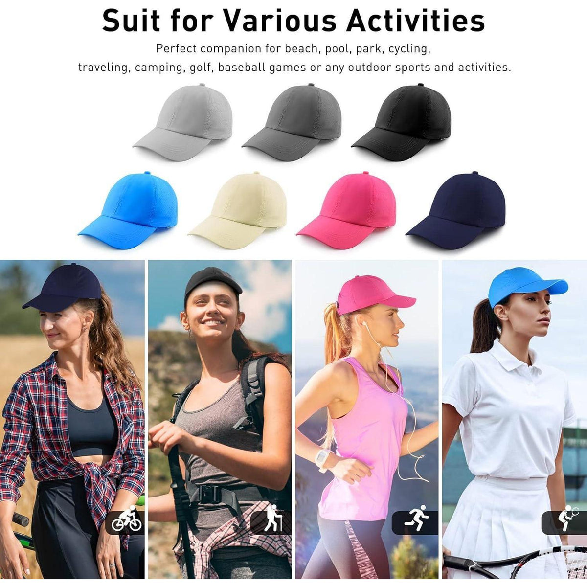 Damen Baseball Cap mit Pferdeschwanz – Schnelltrocknend & Einstellbar