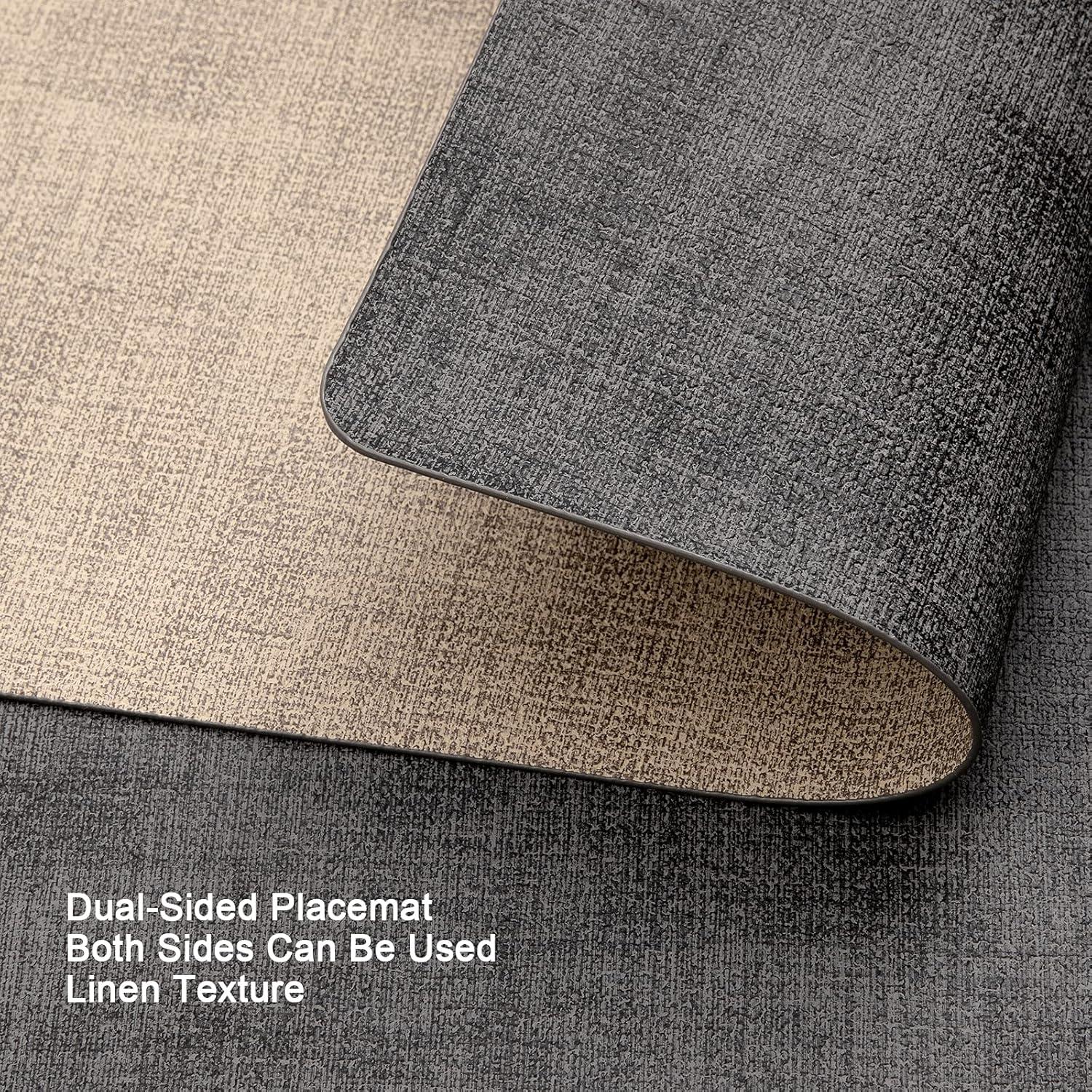 Tischsets Abwaschbar Leder Platzdeckchen 6er Set Grau Beige