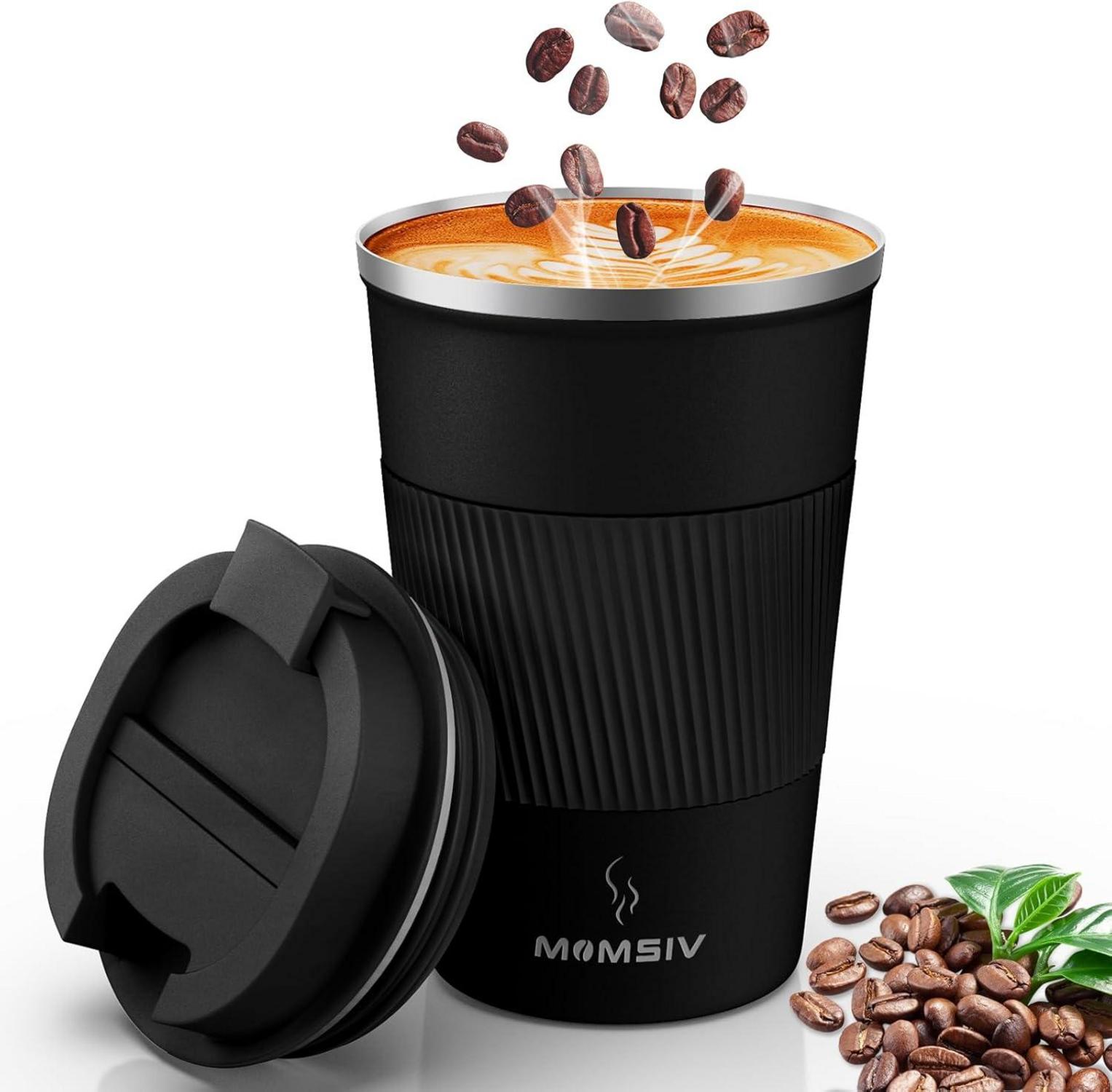 Thermobecher Isolierbecher 380ml Edelstahl Travel Mug 13oz Schwarz