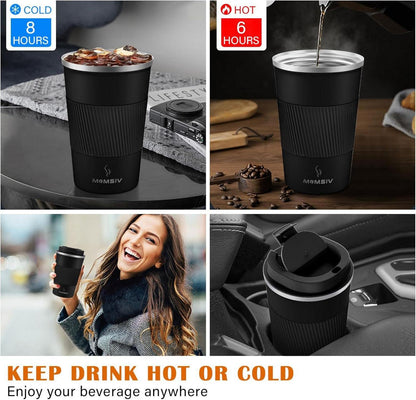 Thermobecher Isolierbecher 380ml Edelstahl Travel Mug 13oz Schwarz