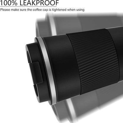 Thermobecher Isolierbecher 380ml Edelstahl Travel Mug Schwarz Rutschfest