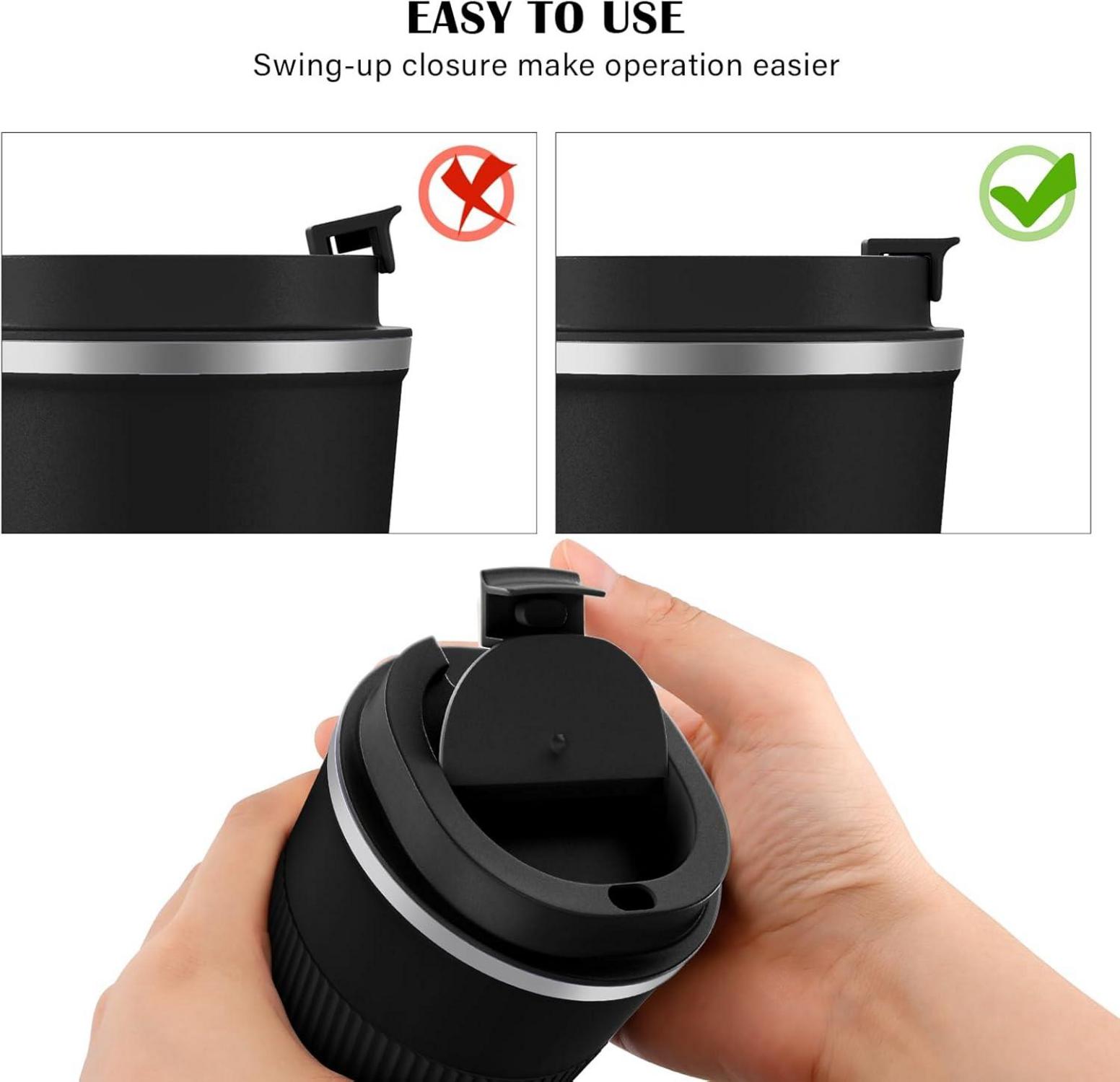 Thermobecher 13oz Rutschfest Edelstahl Travel Mug Kaffeebecher