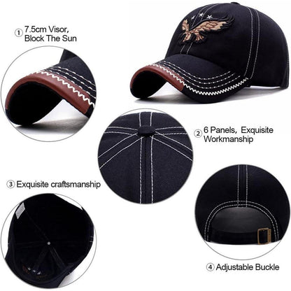 Herren Baseball Cap Adler Stickerei, Einstellbar & Retro