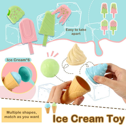 Kinder Eisdiele Spielzeug Set - Eiscreme Zubehör für Rollenspiele ab 3 Jahren