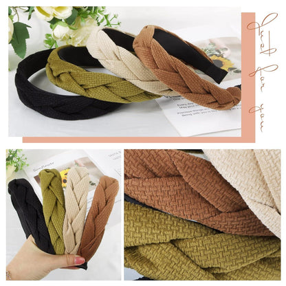 Haarreifen Geflochtenes Stirnband Vintage 4 Stück Schwarz Grün