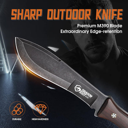 Survival Messer Outdoor Full Tang Holzgriff 17cm