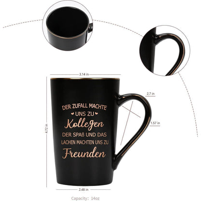 Kaffeetasse Abschiedsgeschenk Kollegin mit Spruch, Marmor-Optik, 400ml