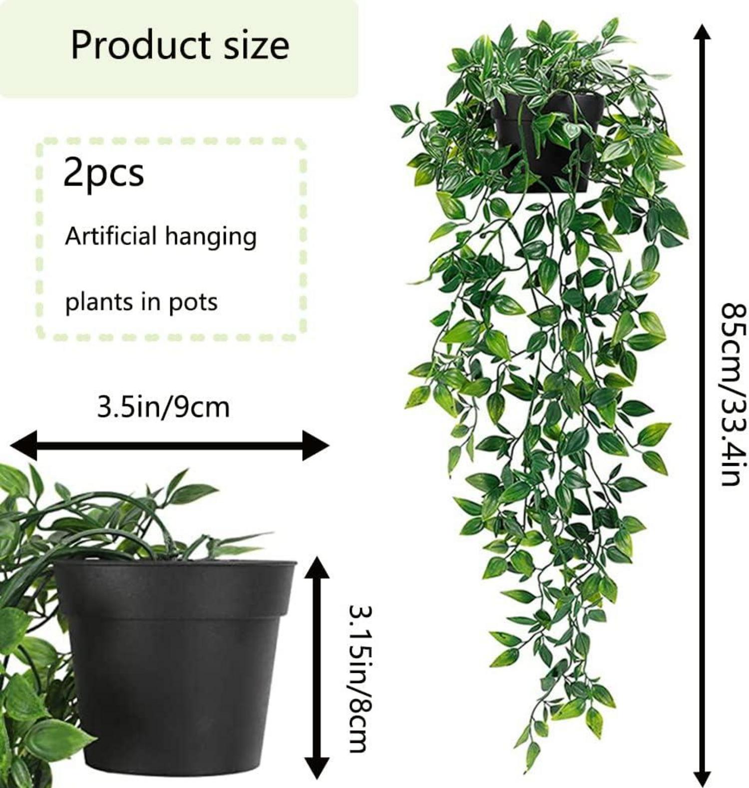 Künstliche Hängepflanzen mit Töpfen, 2er Set - Kunstpflanze