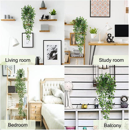 Künstliche Hängepflanzen 2er Set Hängende Kunstpflanzen Töpfen 80cm Efeu Ranke