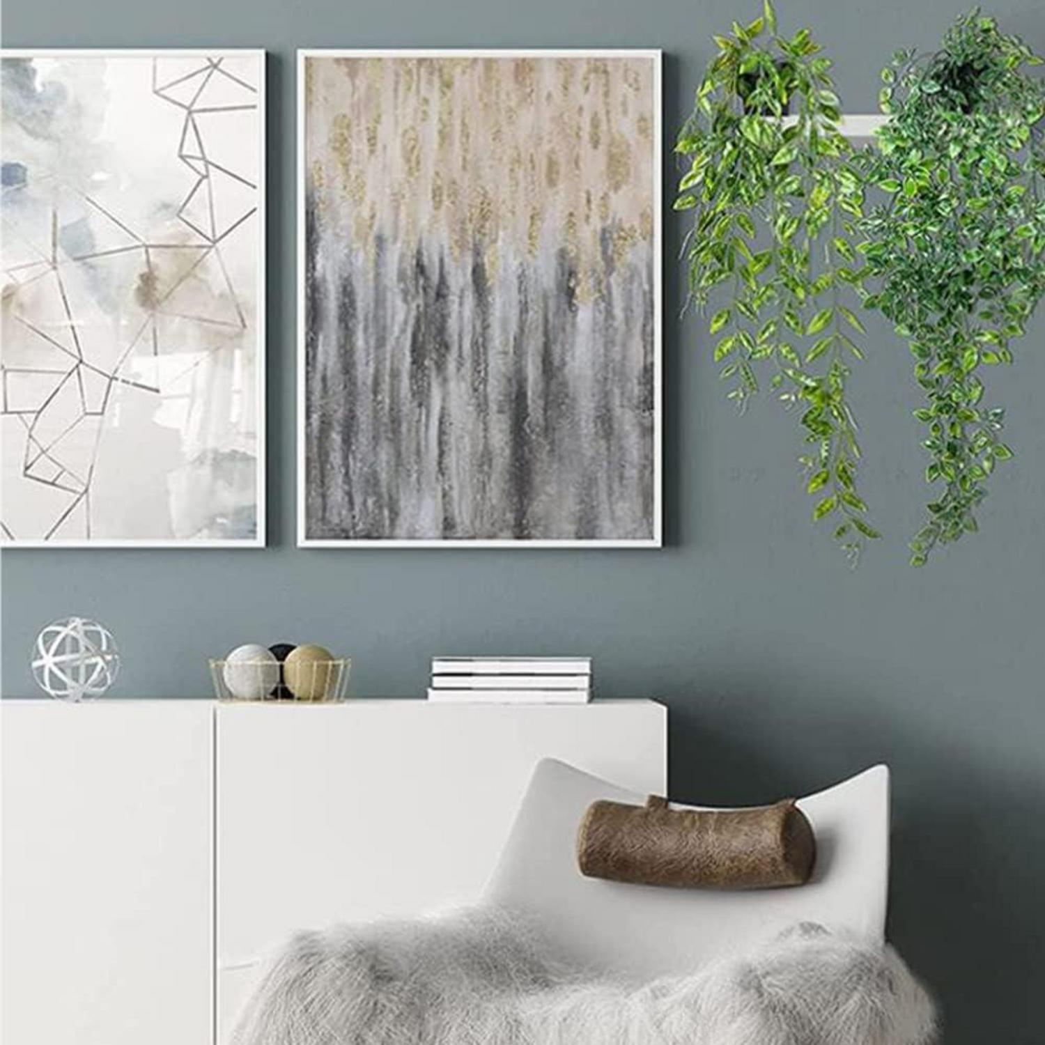 Künstliche Hängepflanzen Set 2 Stück Töpfe Kunstpflanze Büro Garten