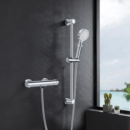 Duscharmatur mit Thermostat Set Aufputz Dusche 5 Strahlarten