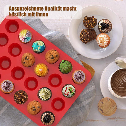 SILIVO Mini Muffinform Silikon 24er Cupcake Backform