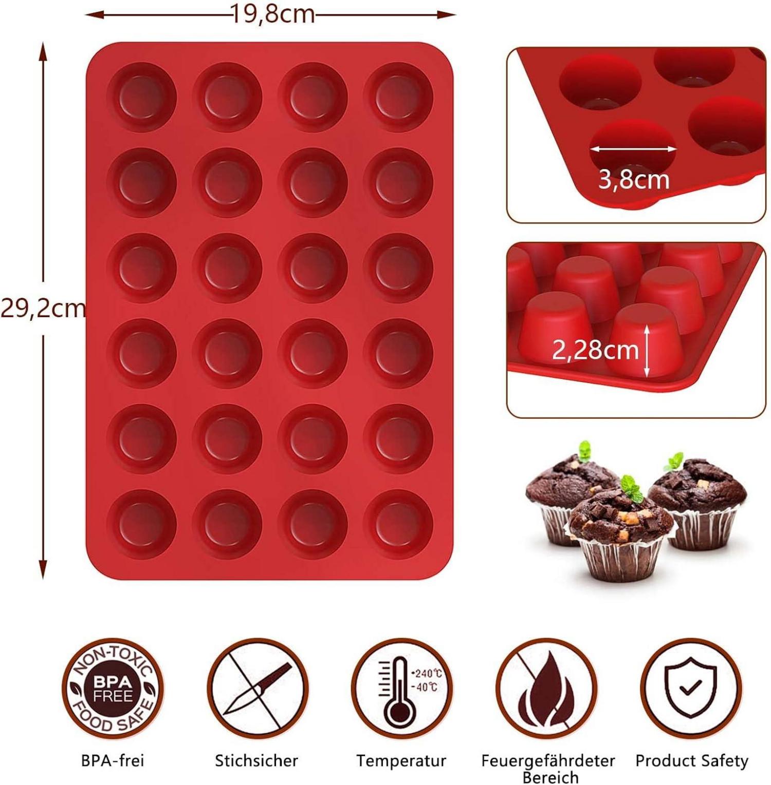 Silikon Muffinform für 24 Muffins Antihaft flexibel & lebensmittelecht