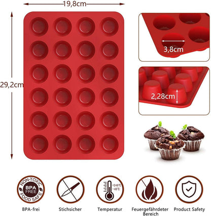 Silikon Muffinform für 24 Muffins Antihaft flexibel & lebensmittelecht