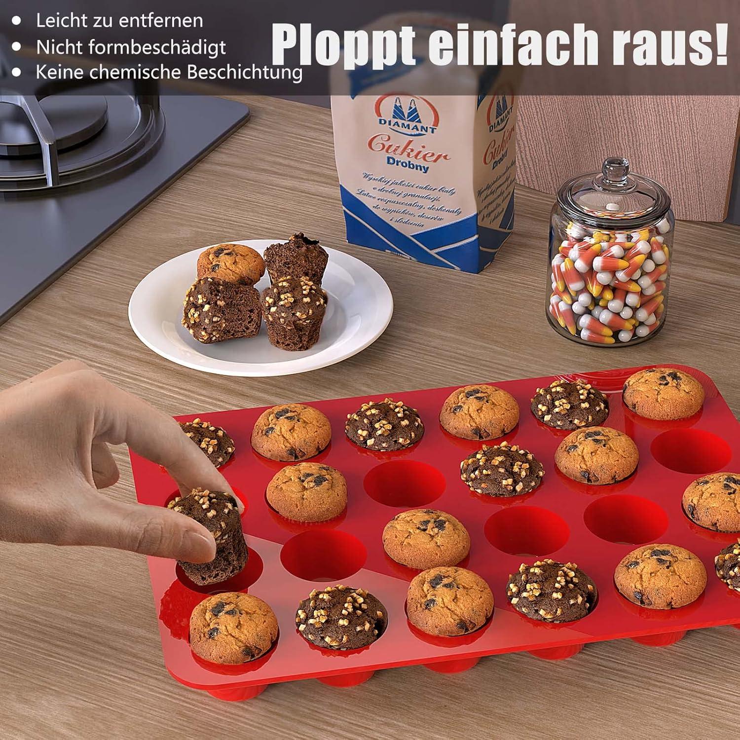 Silikon Muffinform für 24 Muffins - 2er Set, Antihaft, 100% lebensmittelechtes Silikon